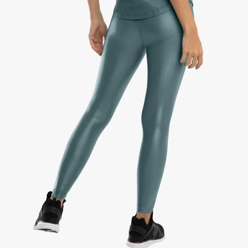KORAL LUSTROUS INFINITY HIGH RISE METALLIC LEGGINGS IN TEAL LIQUID LEGGINGS BNWT - Picture 7 of 14